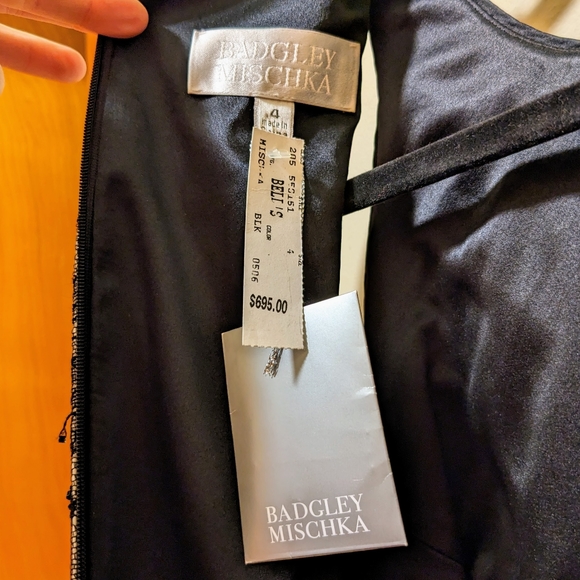 Badgley Mischka Vintage Black Silk Lace Beaded Cocktail Dress - Picture 6 of 11